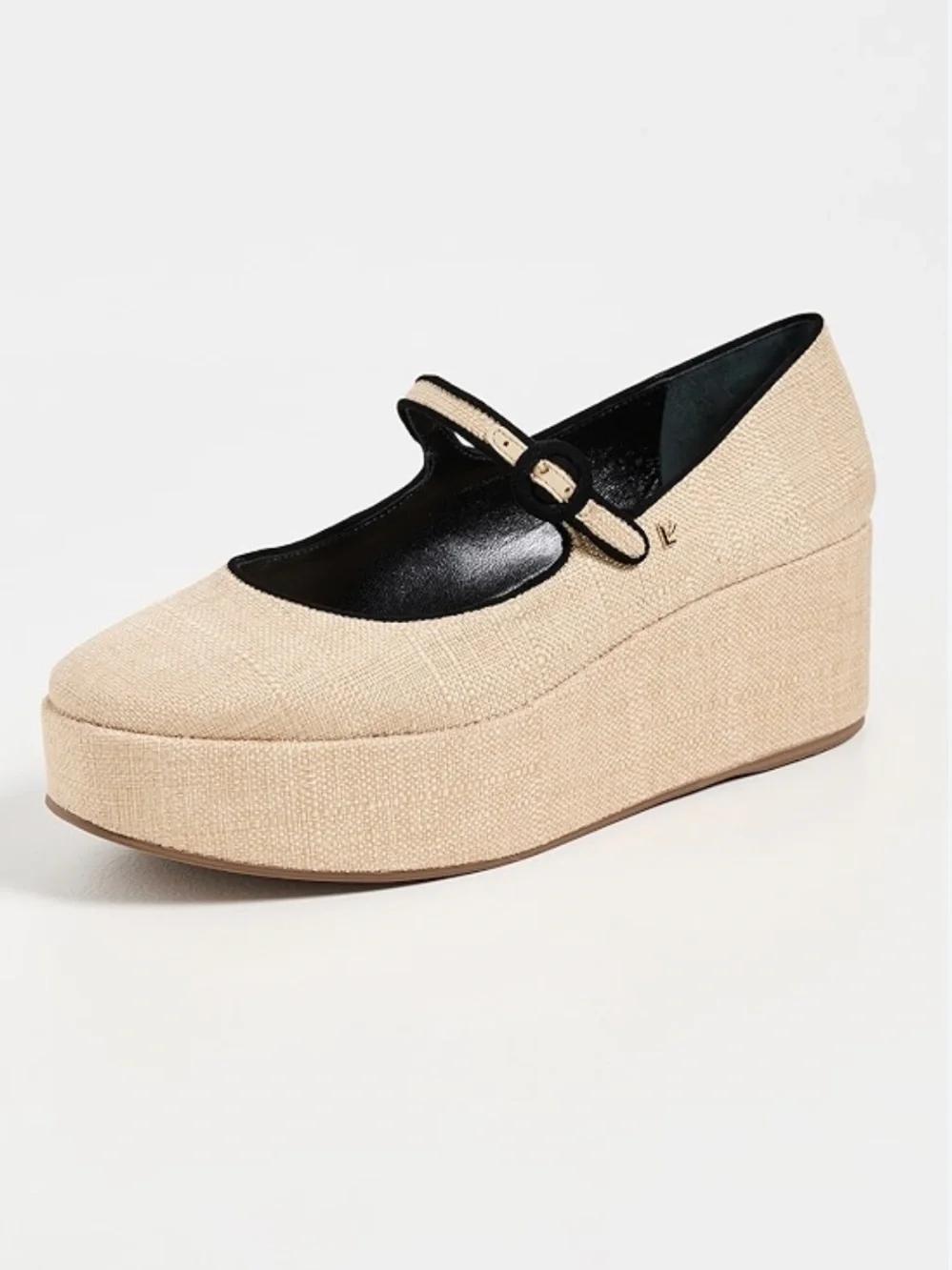 Larroudé Blair Flatforms in Raffia w Leather Trim Size 8.5 NIB